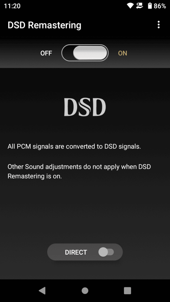 Sony NW-WM1AM2 Sound Adjustment app