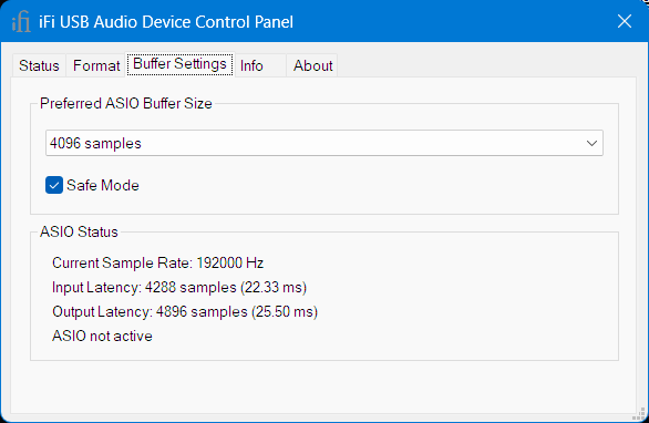 ifi usb audio device control panel