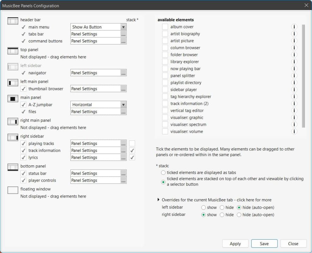 musicbee_panels_default
