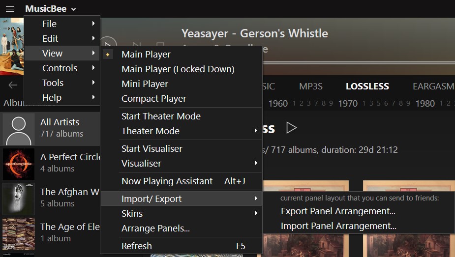 MusicBee Layout Import